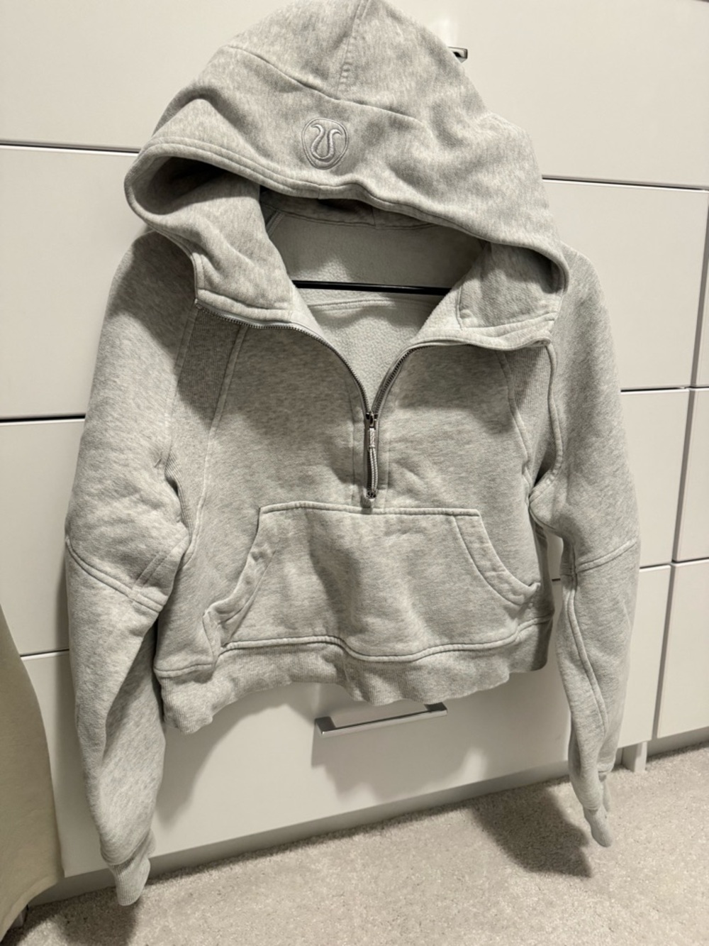 lululemon athletica Light Gray Half-Zip Hooded Sweatshirt